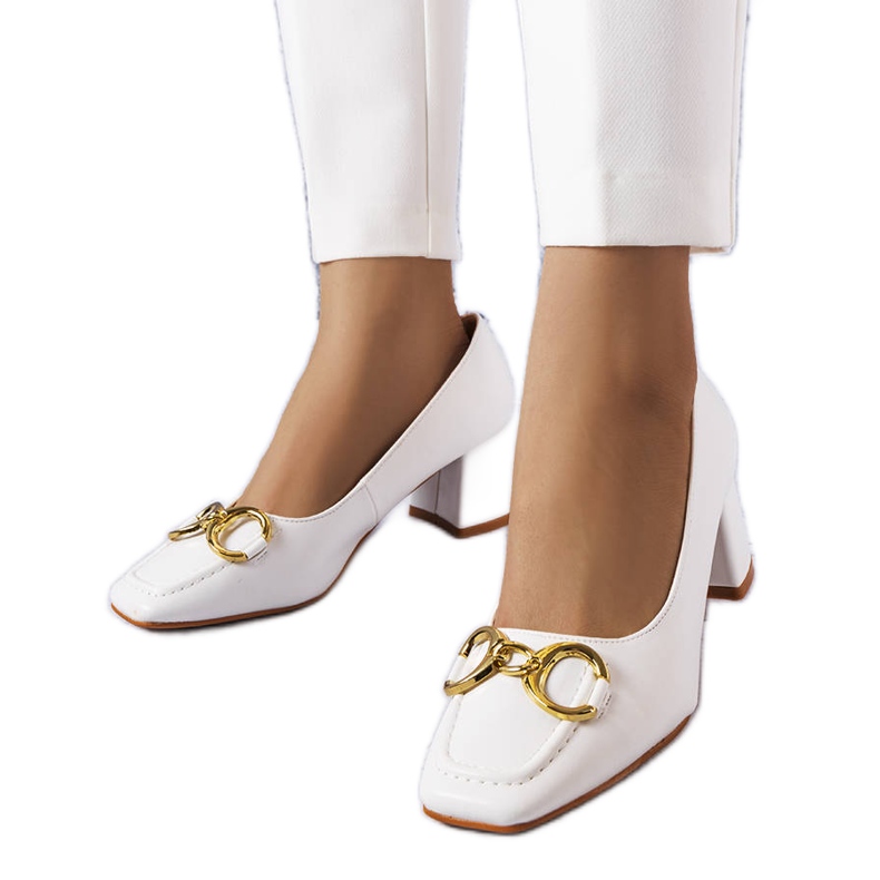 Escarpins blancs à bout carré de Neufville blanche