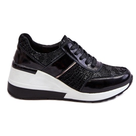 S.Barski Crosby Baskets compensées en cuir pour femme Noir