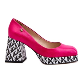 Escarpins en cuir à la mode Laura Messi 2599 Fuchsia rose