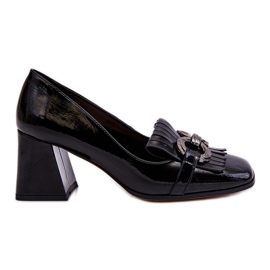 S.Barski Escarpins confortables en cuir verni noir Mercy