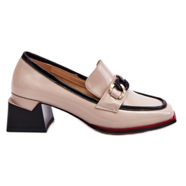 S.Barski Escarpins Confortables à Talons Bas Beige Valenti noir