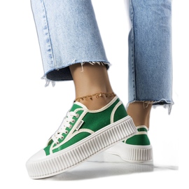 PA1 Connie's baskets vertes à plateforme blanc