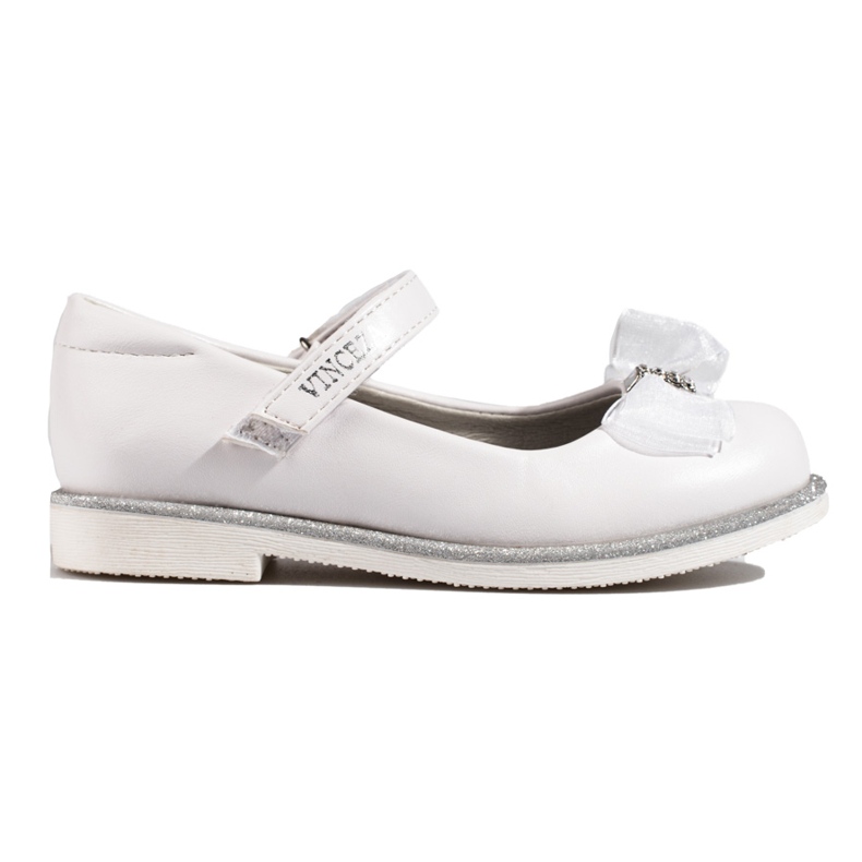 Ballerines Vinceza blanches à fermoir fille