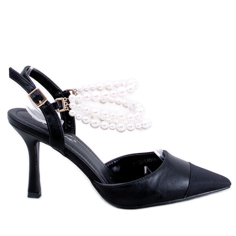 BM Escarpins à talon ouvert avec perles Harmony Black le noir