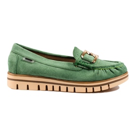 SHELOVET Mocassins femme en daim vert Shelobvet