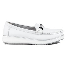 Mocassins classiques en cuir pour femmes Vinceza blanc