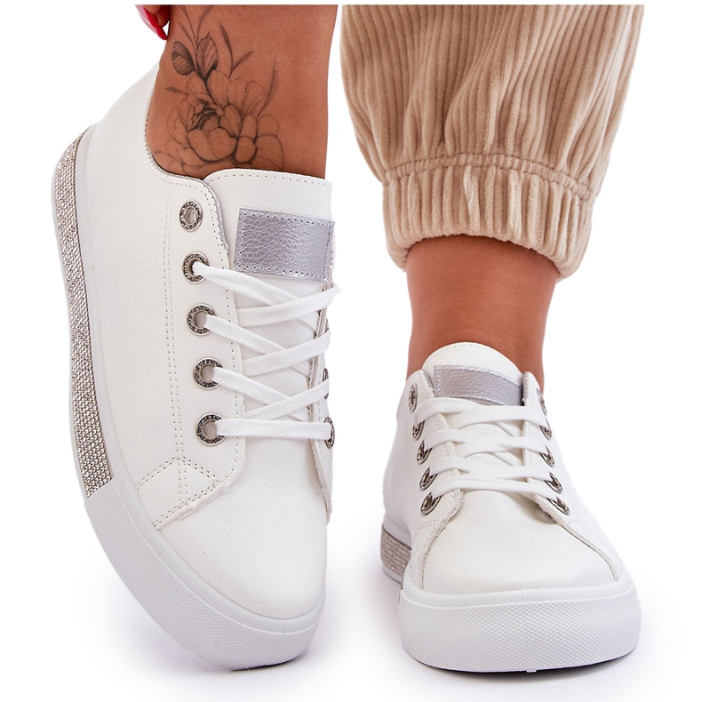 PS1 Baskets Basses Femme Avec Jets Blanc-Argent Demira blanche PS1 Baskets Basses Femme Avec Jets Blanc-Argent Demira blanche