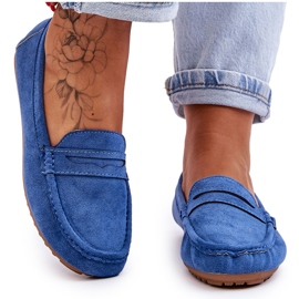 FC3 Mocassins classiques en daim pour femmes Bleu Ivana