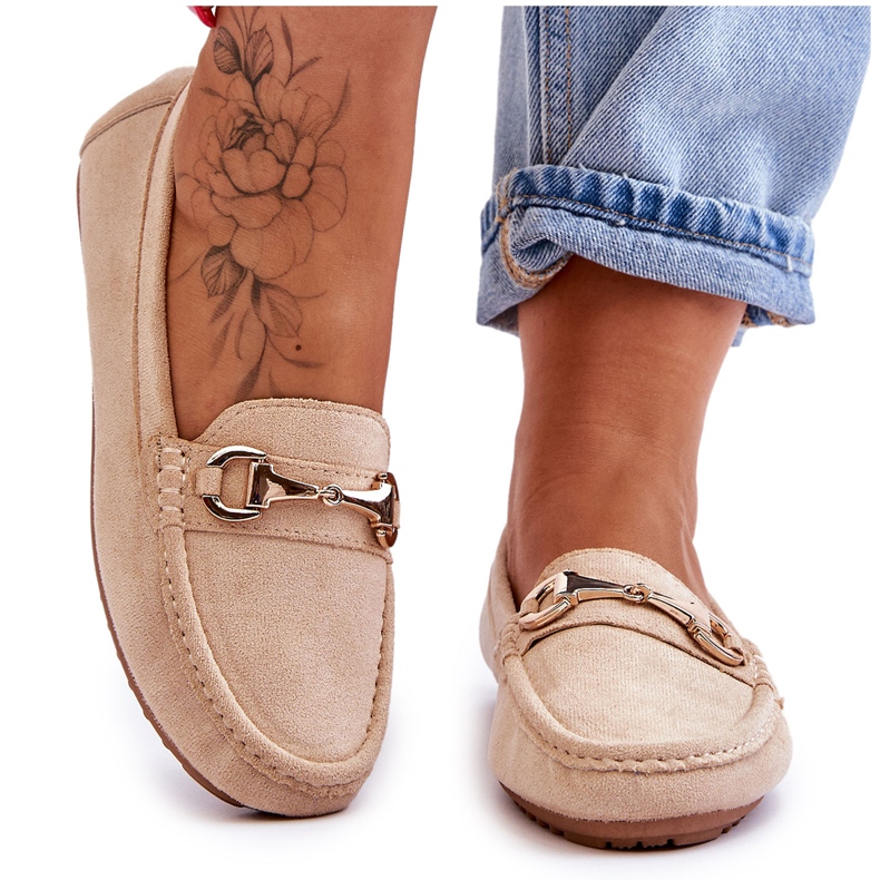 FC3 Mocassins en daim classiques avec ornements Arla beiges