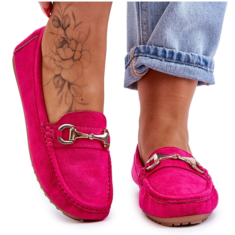 FC3 Mocassins en daim classiques avec décoration Arla Fuchsia rose