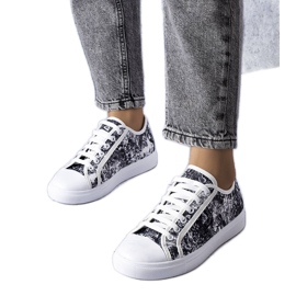Baskets en textile noir et blanc Aucoin blanche
