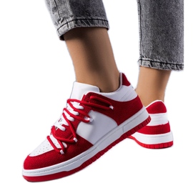 PA1 Baskets rouges en matériaux mixtes de Hila blanche