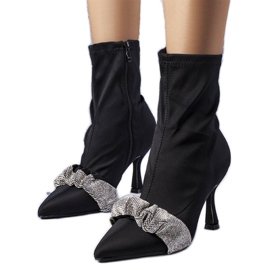 Bottines noires ornées de strass Caisse le noir