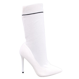 PA1 Moody Bianco bottes à talon chaussette blanche