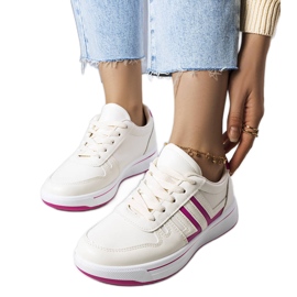 Baskets crème avec empiècements roses Olympia beige