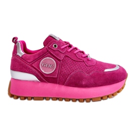 Chaussures de sport à plateforme en daim pour femmes GOE LL2N4002 Fuchsia rose