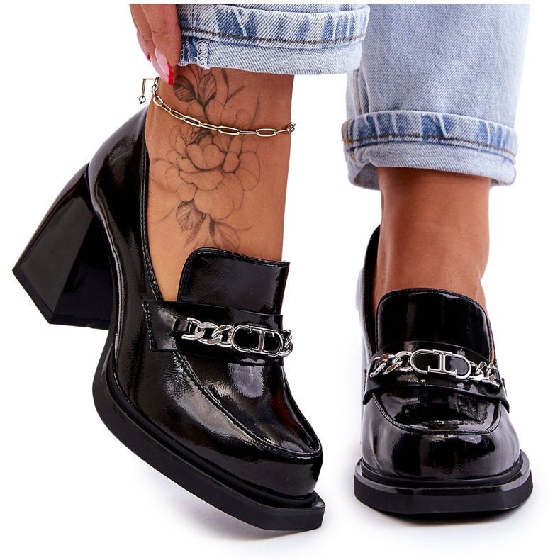 S.Barski Escarpins Confortables Sur Talons Massifs Noir Julien le noir