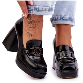 S.Barski Escarpins En Cuir Sur Talons Massifs Noir Maximo