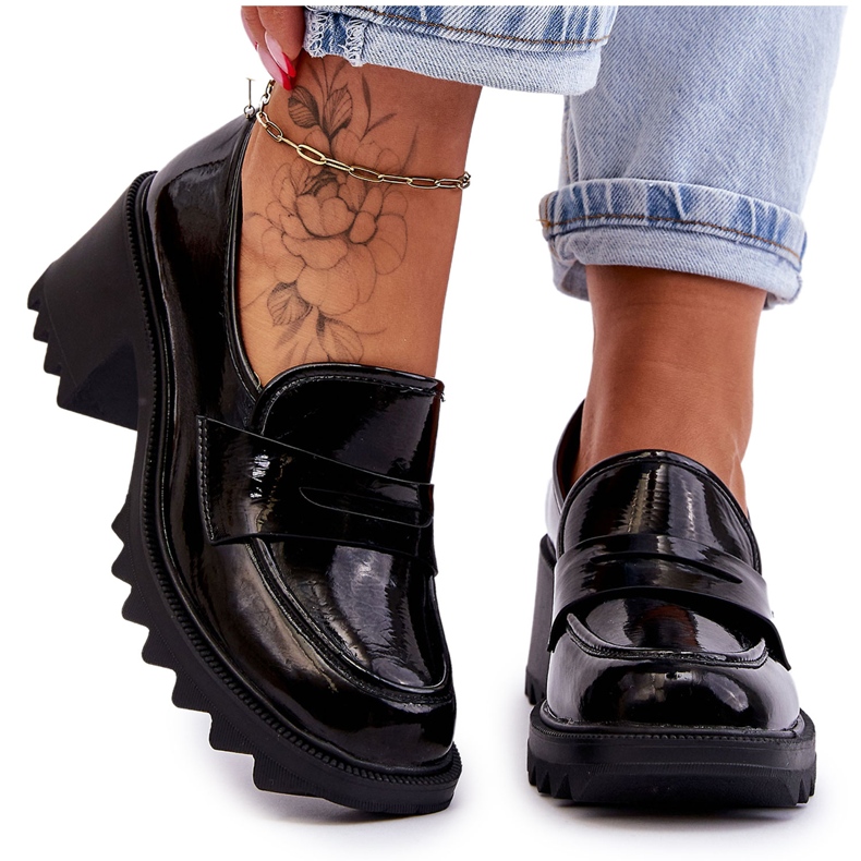 S.Barski Escarpins mocassins à talons vernis Black Jay le noir S.Barski Escarpins mocassins à talons vernis Black Jay le noir