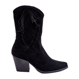 S.Barski Santiags Basses Suede Femme Noir Elyse