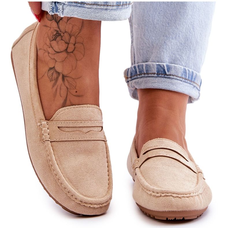 FC3 Mocassins Classiques en Daim pour Femme Beige Ivana