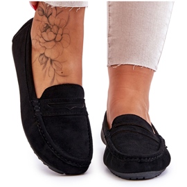 FC3 Mocassins en daim classiques pour femmes Noir Ivana