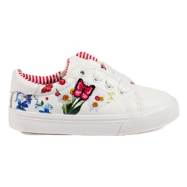 W. Potocki Baskets blanches pour fille avec un papillon Potocki