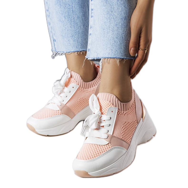 Baskets compensées roses Ann
