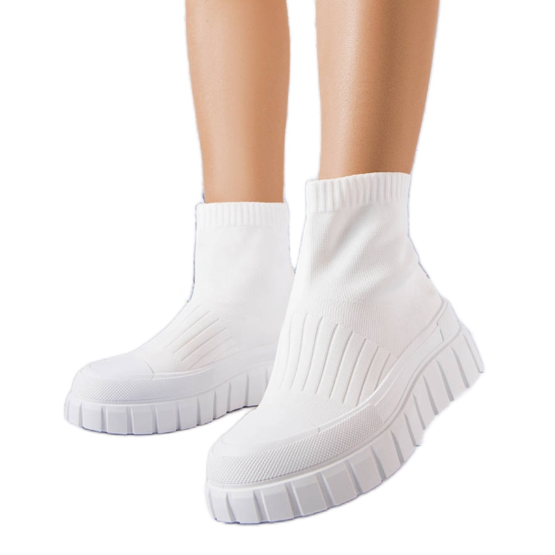PA1 Baskets chaussettes Sealait blanches