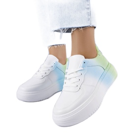PA1 Baskets à plateforme blanches et vertes Lance bleu
