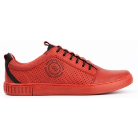 Polbut Chaussures décontractées en cuir pour hommes 2121P/2 rouge