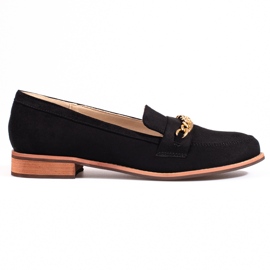 Mocassins classiques avec une chaîne Shelovet en daim noir le noir