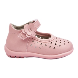 PA1 Ballerines enfant hautes ajourées à scratch rose Jianna
