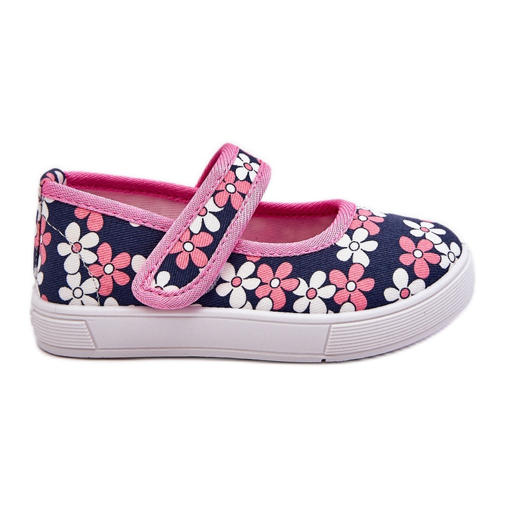 Ballerines enfant en fleurs bleu marine-rose Noah