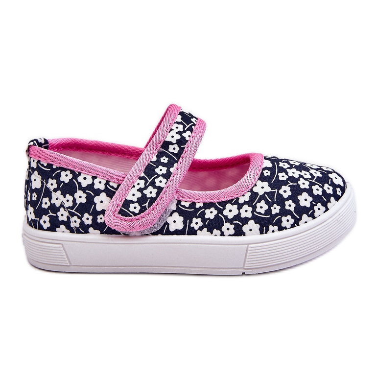 Ballerines Enfant Velcro Imprimé Selah Bleu Marine Et Rose Ballerines Enfant Velcro Imprimé Selah Bleu Marine Et Rose