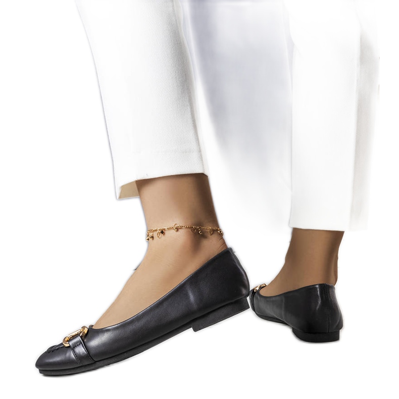 Ballerines noires à ornements dorés Iris le noir