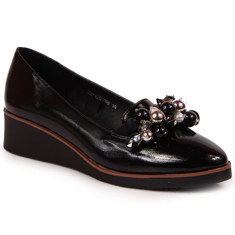Chaussures compensées femme à perles noires Potocki le noir