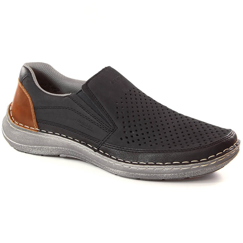 Chaussures à enfiler ajourées bleu marine confortables pour hommes Rieker 03079-14