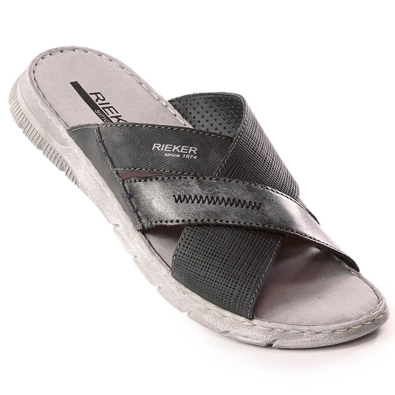 Pantoufles confortables pour hommes gris Rieker 25289-45