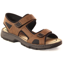 Sandales velcro marron confortables pour hommes Rieker 26156-25 brun