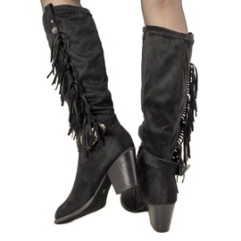 Bottes isolées noires d'Achin le noir