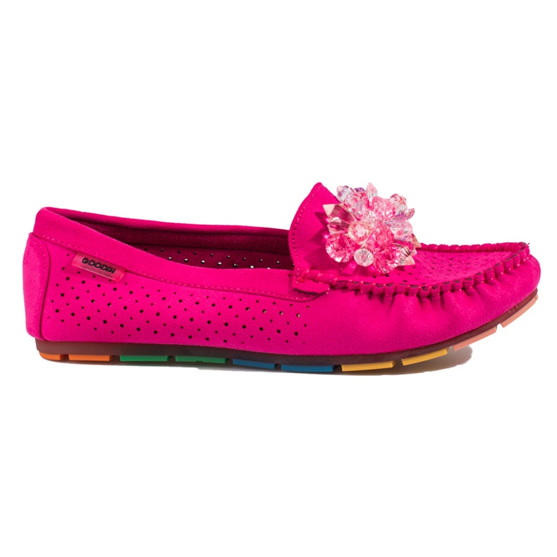 Mocassins femme ajourés avec cristaux Shelovet rose