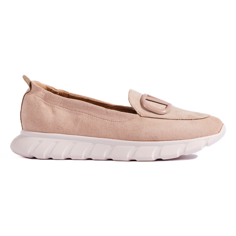 Mocassins en daim pour femmes sur la plate-forme Vinceza beige