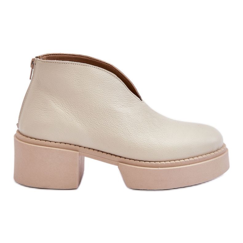 Bottes En Cuir Sur Talons Massifs Nicole 2795/054 Beige Clair