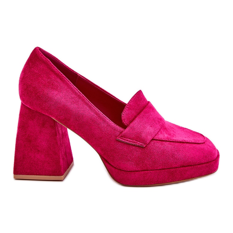Vinceza Escarpins Adriel en daim fuchsia avec talons épais et plateforme rose