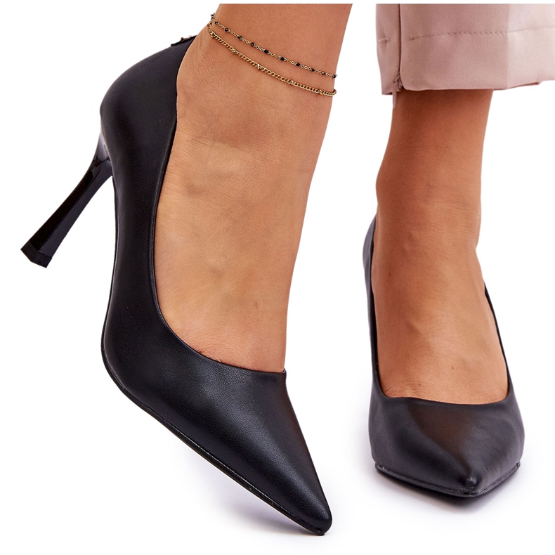 Vinceza Talons Hauts Classiques En Cuir Noir Kelsey le noir