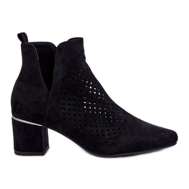 Vinceza Boots Blakely Noires En Daim Ajouré Avec Talon Ajouré le noir