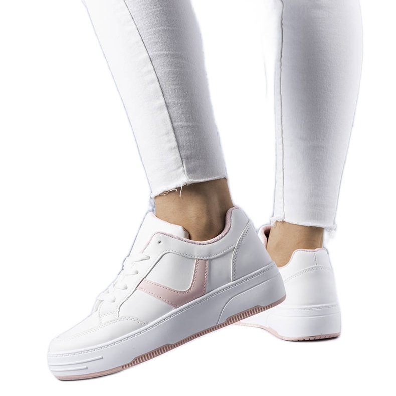 BM Baskets plateformes blanches et roses Trépani