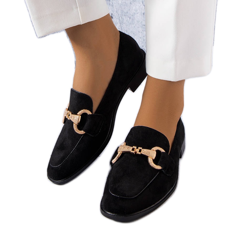 Mocassins noirs à ornements dorés Fluet le noir