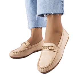 Mocassins Charrette beige avec semelle intérieure en cuir